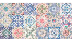 Decorado Azulejo 3067. Tile decorated with small tiles.