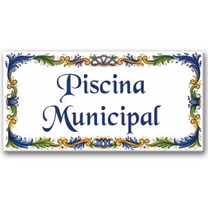 Azulejo Piscina Municipal Letrero con cenefa Residencial